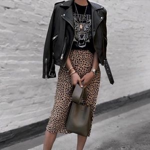 Tan Animal Print Skirt